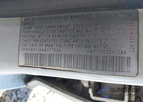 2006 Volkswagen Golf Gls Tdi from USA, damaged, VIN 9BWGR61J564000596
